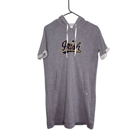 Under Armour Fighting Irish Notre Dame grey tunic dress hooded pockets small - Picture 1 of 6